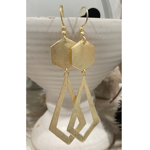 Hexagon + Diamond Earrings