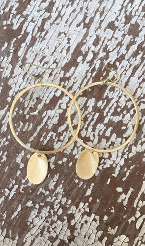 Circle Earrings w/Oval Gold Filled Pendant