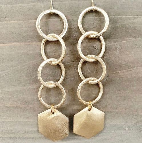 Circle Chain + Hexagon Earrings