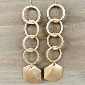 Circle Chain + Hexagon Earrings