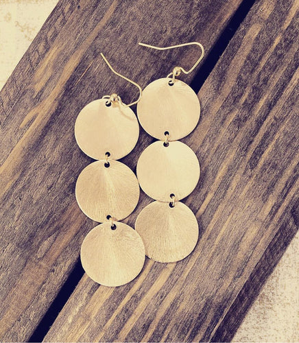 Triple Gold Disc Earrings