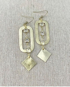 Clear/Rectangle + Square Pendant Earrings