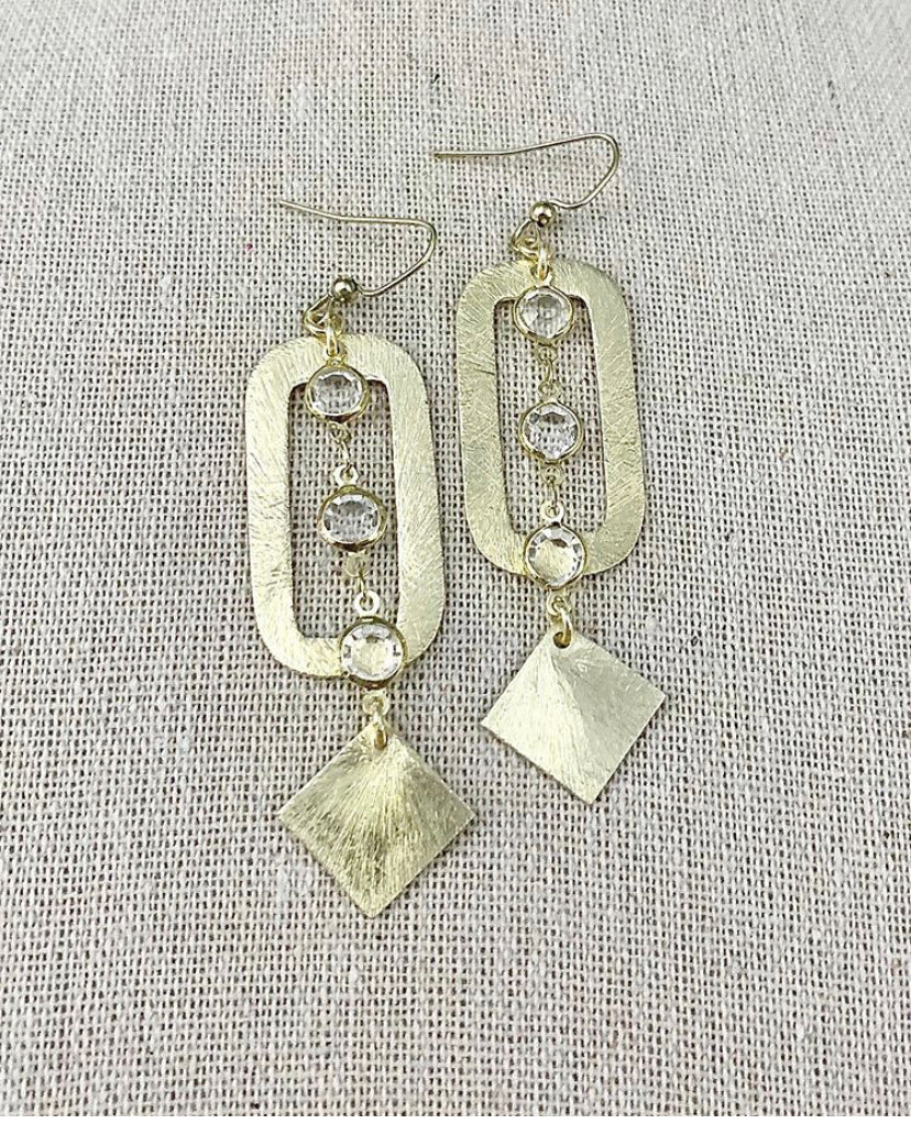 Clear/Rectangle + Square Pendant Earrings