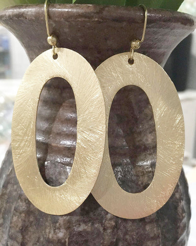 Gold Oval Statement Earrings