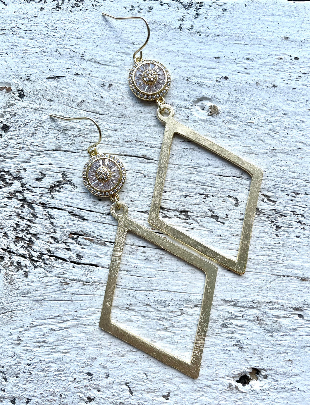 Pave Disc + Diamond Earrings