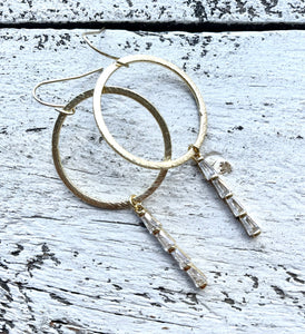 Circle + Pave Bar Earrings