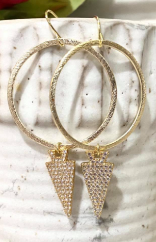 Pave Arrowhead + Hoop Earrings